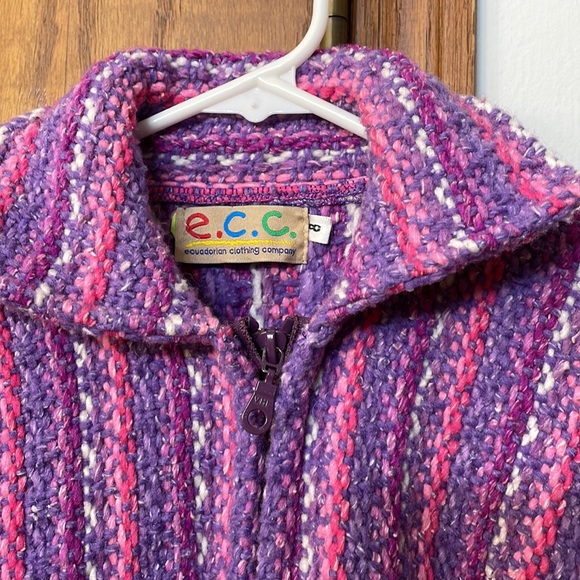 ECUADORIAN CLOTHING COMPANY UEC Girls Size 8 Handmade Pink Purple Zipper Jacket - Picture 4 of 10
